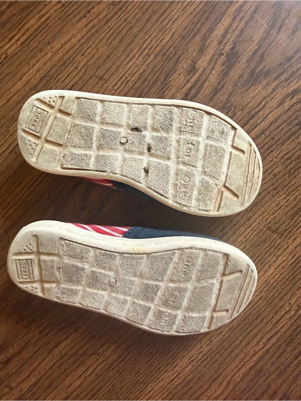 Toms Kids Slip-On Sneakers in Blue with Red Stripe Lining